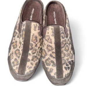 Easy Spirit Leopard Print Slippers - Brown and Cream